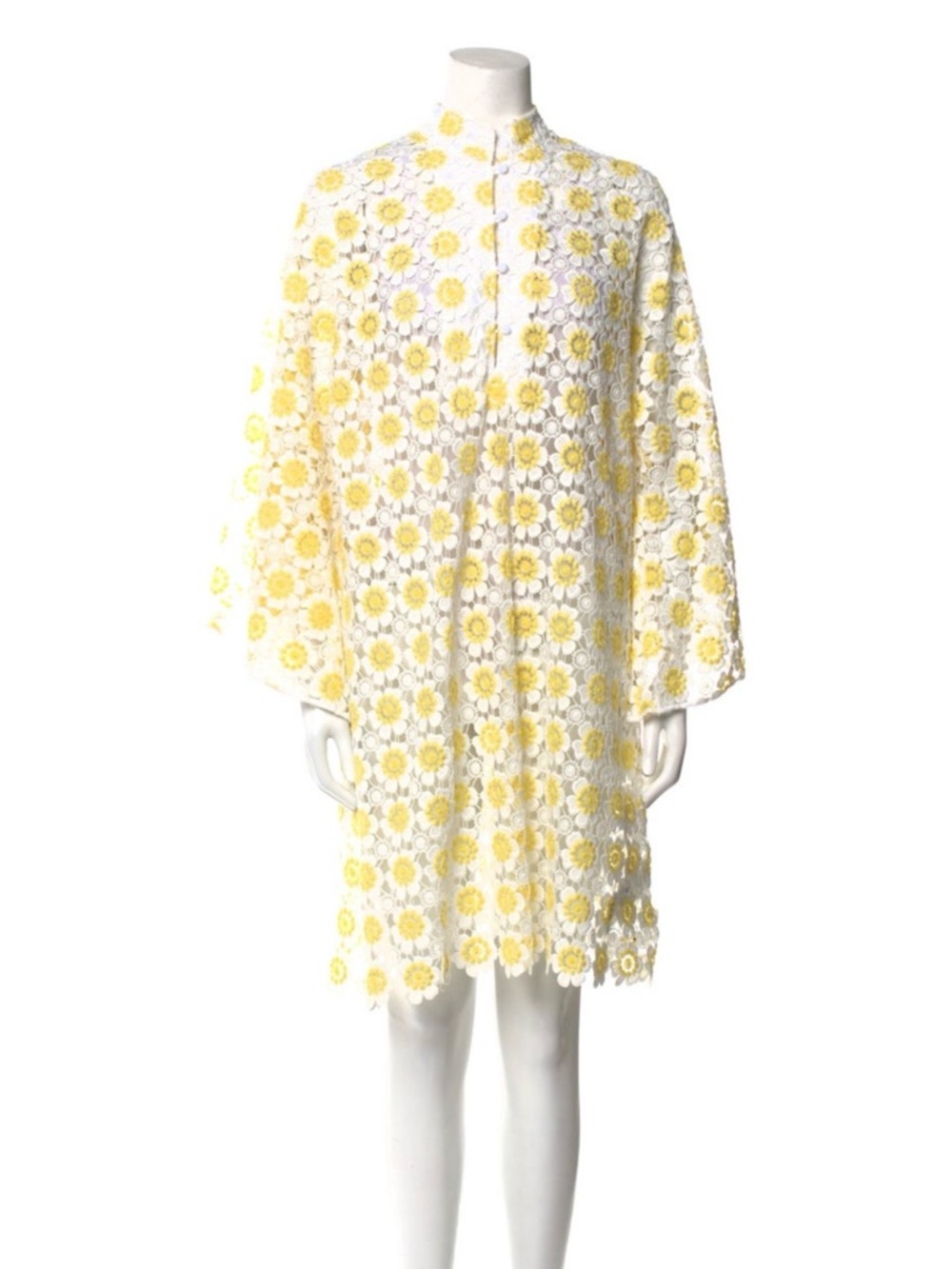 La Vie Style House Yellow and White Daisy Lace Dress